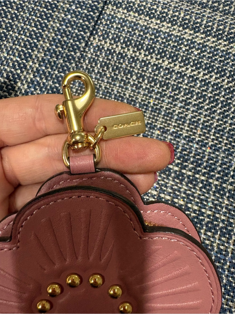 Coach Peony tea rose bag charm/keychain - Picture 2 of 4
